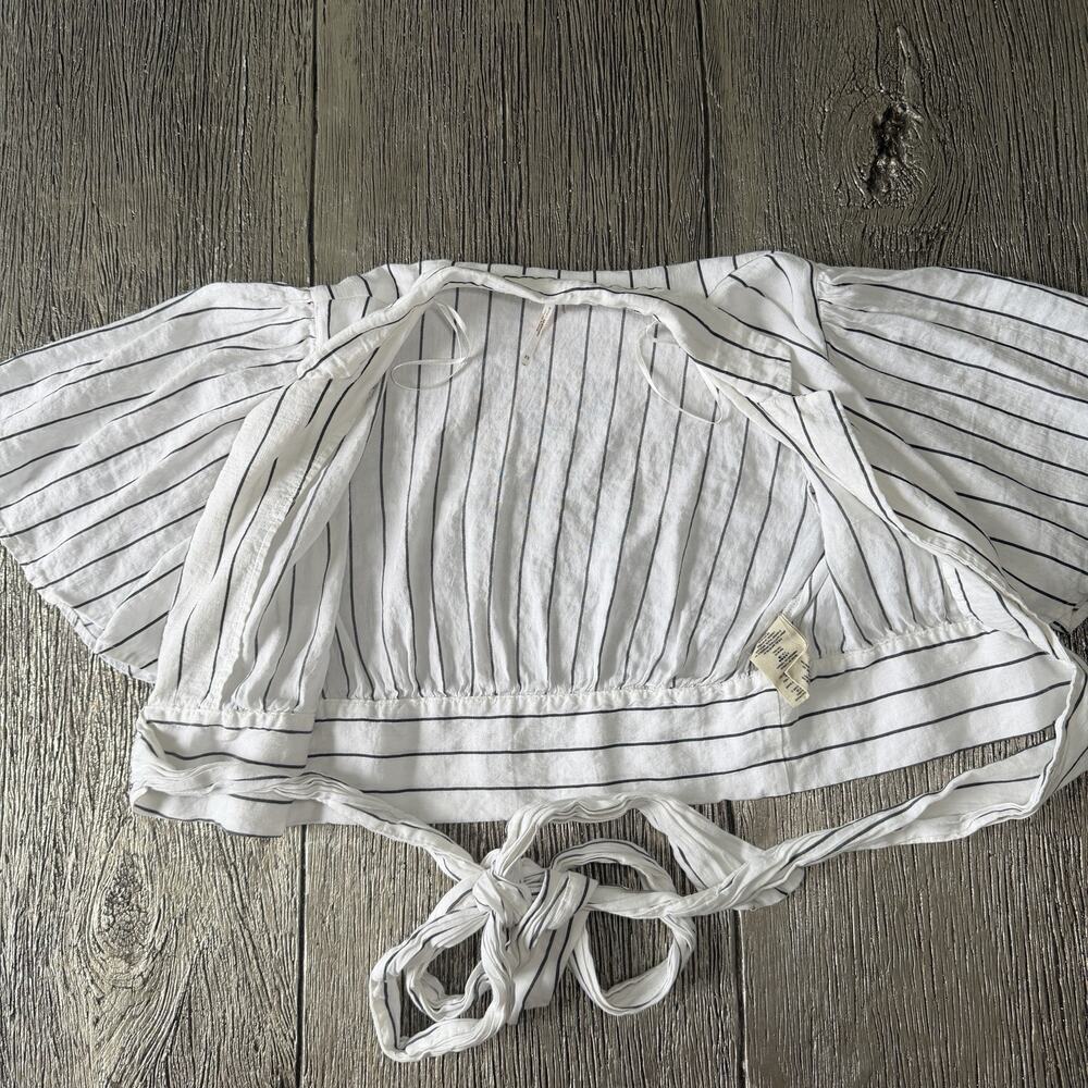 Free People Women's Crop Top Striped Wrap Blouse Size XS - Picture 5 of 6